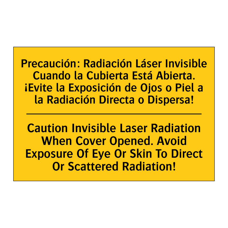 Precaución: Radiación Láser Invisible Cuando la Cubierta Está Abierta. ¡Evite la Exposición de Ojos o Piel a la Radiación Directa o Dispersa! - Caution Invisible Laser Radiation When Cover Opened. Avoid Exposure Of Eye Or Skin To Direct Or /.../