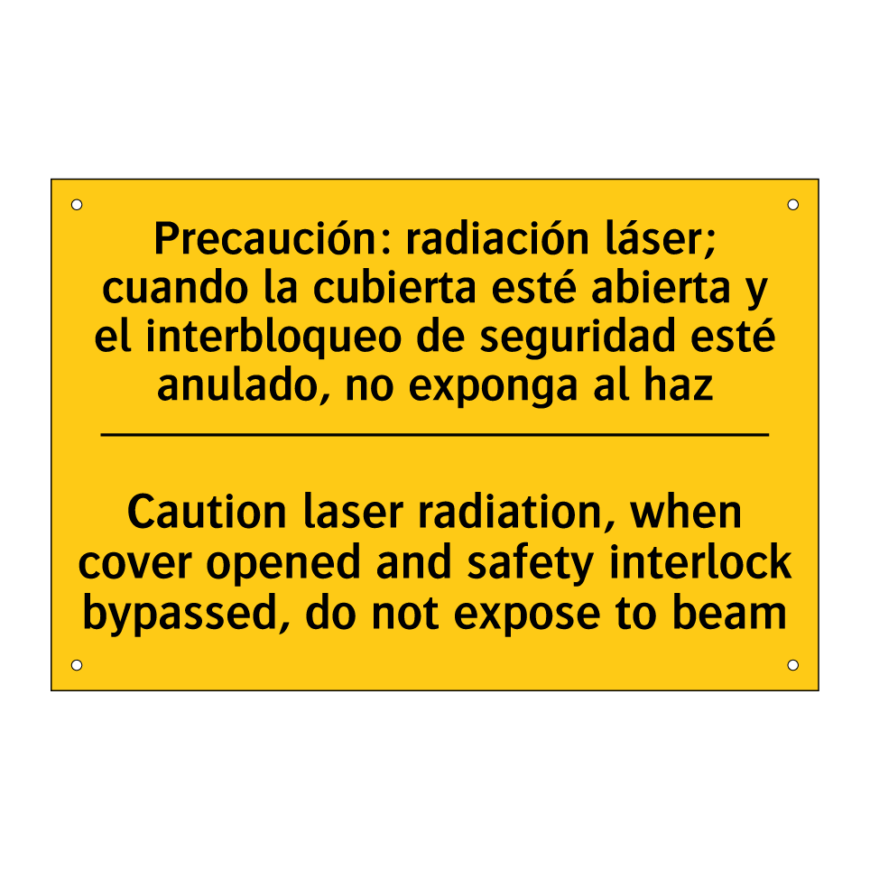 Caution laser radiation, when cover opened and safety interlock bypassed, do not expose to beam - Caution laser radiation, when cover opened and safety interlock bypassed, do not expose to beam