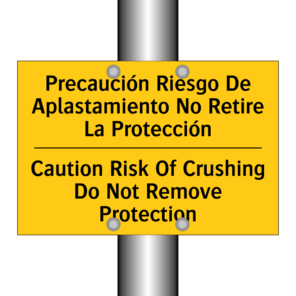 Precaución Riesgo De Aplastamiento No Retire La Protección - Caution Risk Of Crushing Do Not Remove Protection
