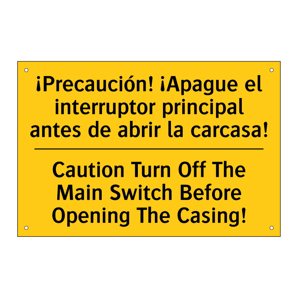 ¡Precaución! ¡Apague el interruptor principal antes de abrir la carcasa! - Caution Turn Off The Main Switch Before Opening The Casing!