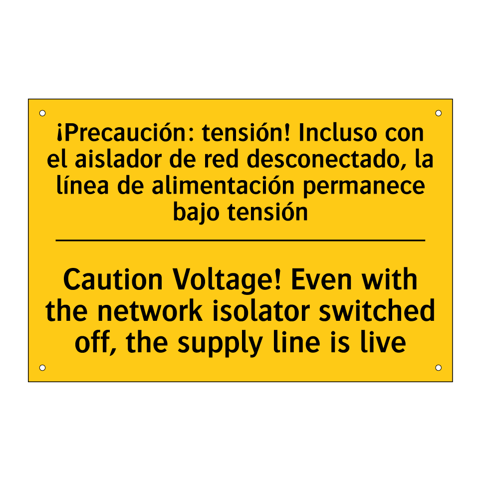 Caution Voltage! Even with the network isolator switched off, the supply line is live - Caution Voltage! Even with the network isolator switched off, the supply line is live