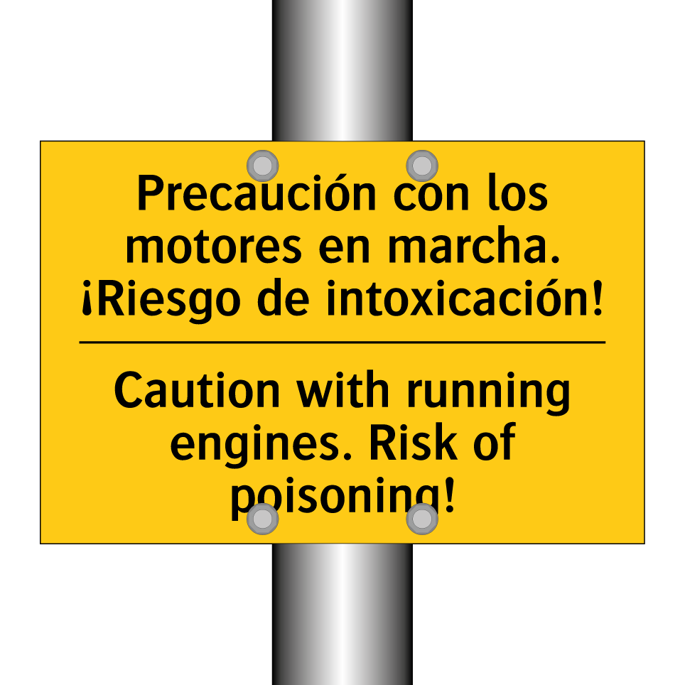 Precaución con los motores en marcha. ¡Riesgo de intoxicación! - Caution with running engines. Risk of poisoning!