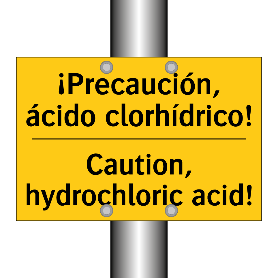 ¡Precaución, ácido clorhídrico! - Caution, hydrochloric acid!