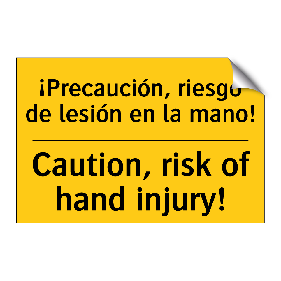 ¡Precaución, riesgo de lesión en la mano! - Caution, risk of hand injury!