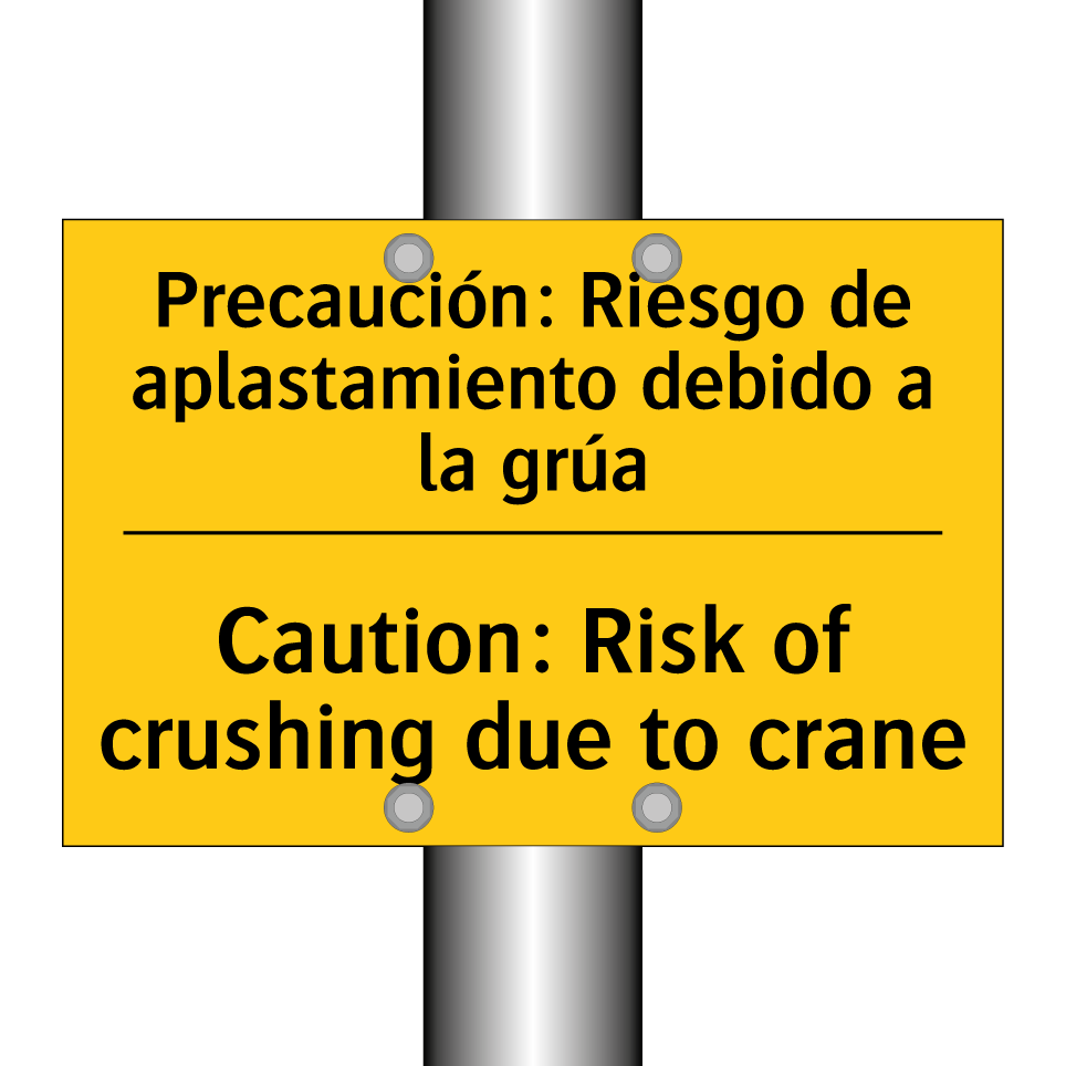 Precaución: Riesgo de aplastamiento debido a la grúa - Caution: Risk of crushing due to crane