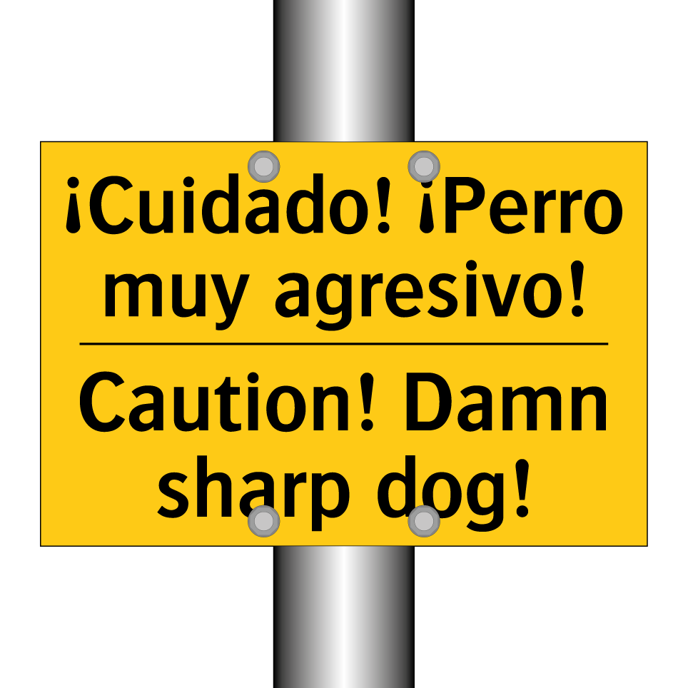 ¡Cuidado! ¡Perro muy agresivo! - Caution! Damn sharp dog!
