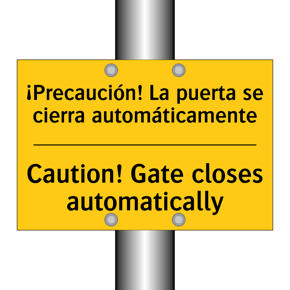 ¡Precaución! La puerta se cierra automáticamente - Caution! Gate closes automatically