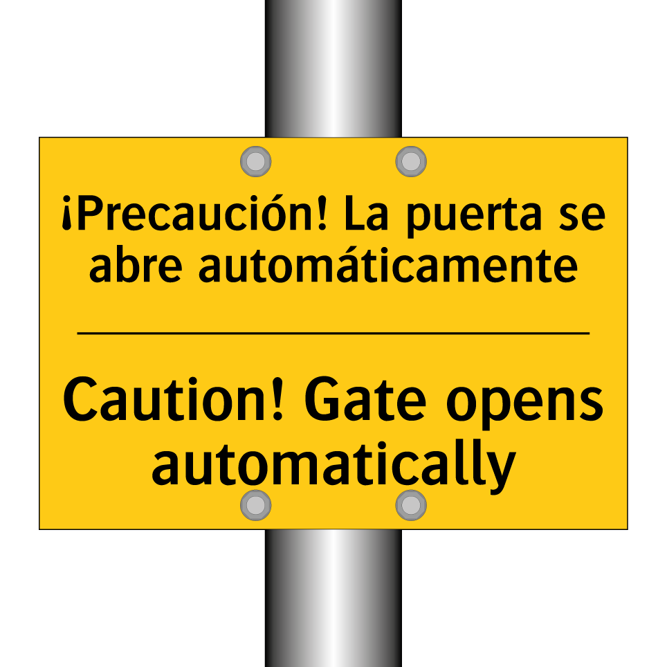 ¡Precaución! La puerta se abre automáticamente - Caution! Gate opens automatically