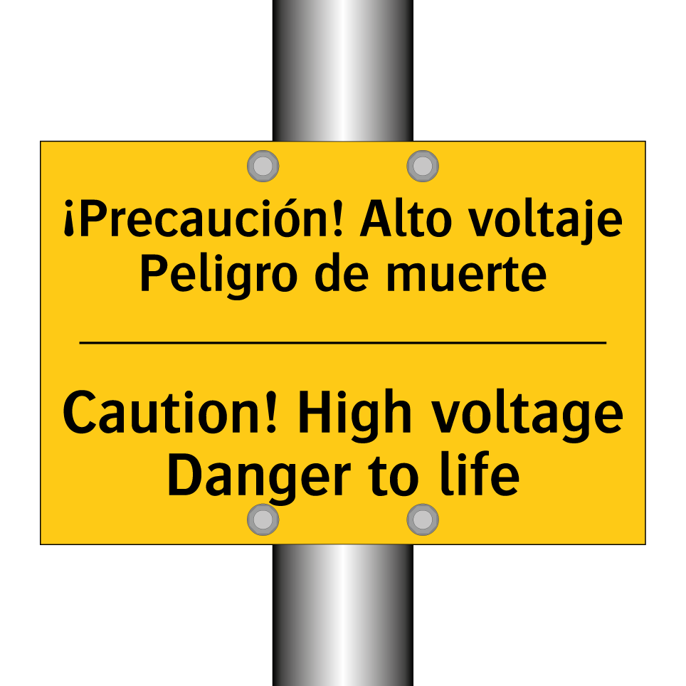 ¡Precaución! Alto voltaje Peligro de muerte - Caution! High voltage Danger to life