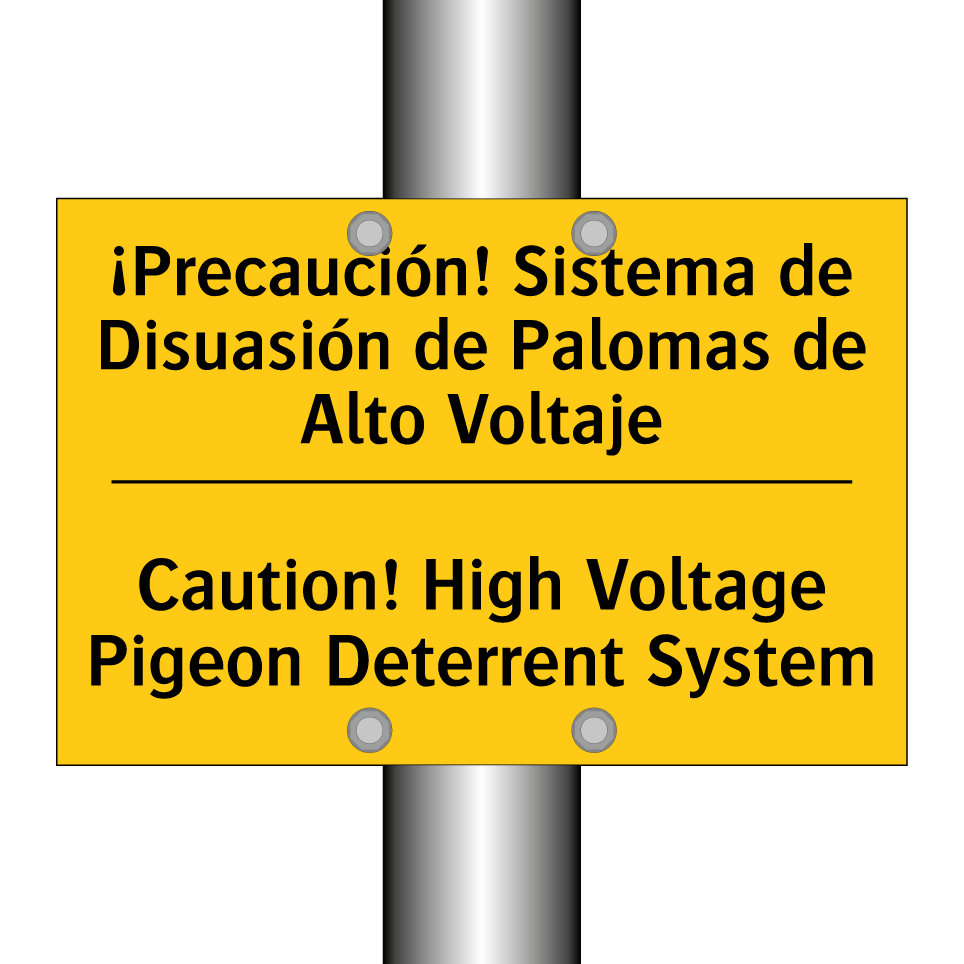 ¡Precaución! Sistema de Disuasión de Palomas de Alto Voltaje - Caution! High Voltage Pigeon Deterrent System