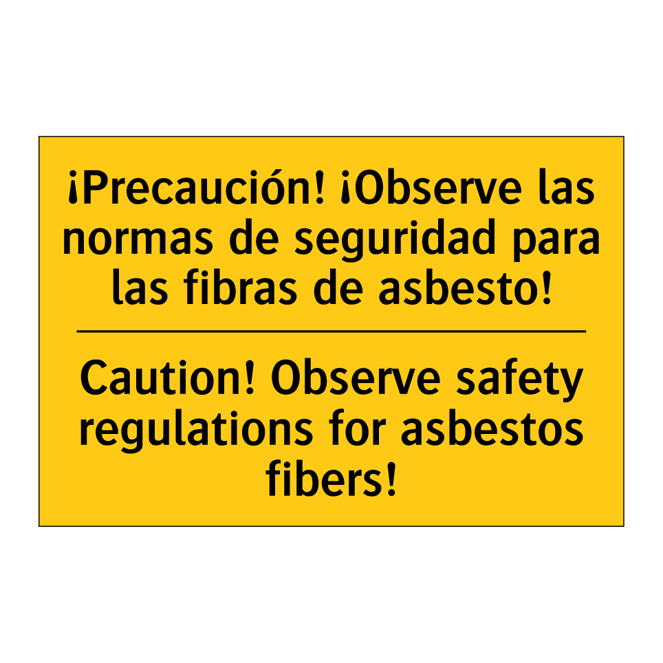 ¡Precaución! ¡Observe las normas de seguridad para las fibras de asbesto! - Caution! Observe safety regulations for asbestos fibers!