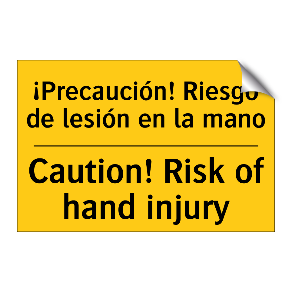¡Precaución! Riesgo de lesión en la mano - Caution! Risk of hand injury
