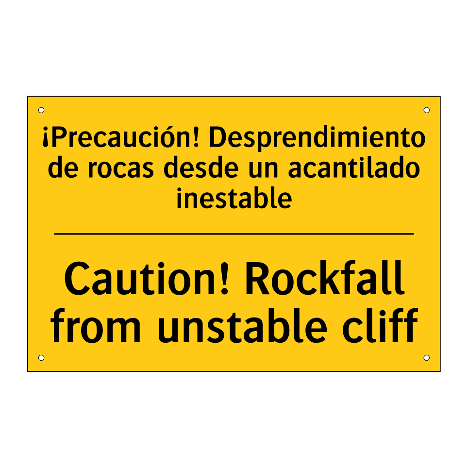 ¡Precaución! Desprendimiento de rocas desde un acantilado inestable - Caution! Rockfall from unstable cliff
