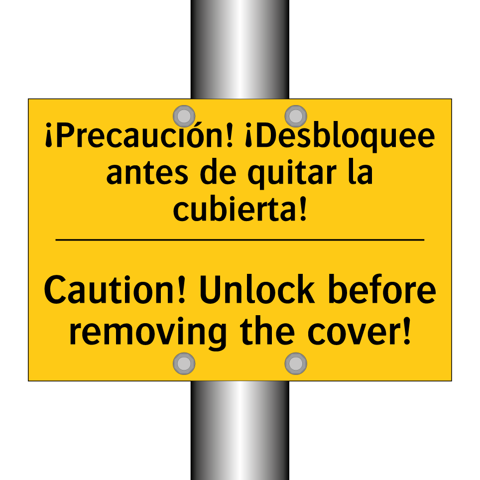 ¡Precaución! ¡Desbloquee antes de quitar la cubierta! - Caution! Unlock before removing the cover!