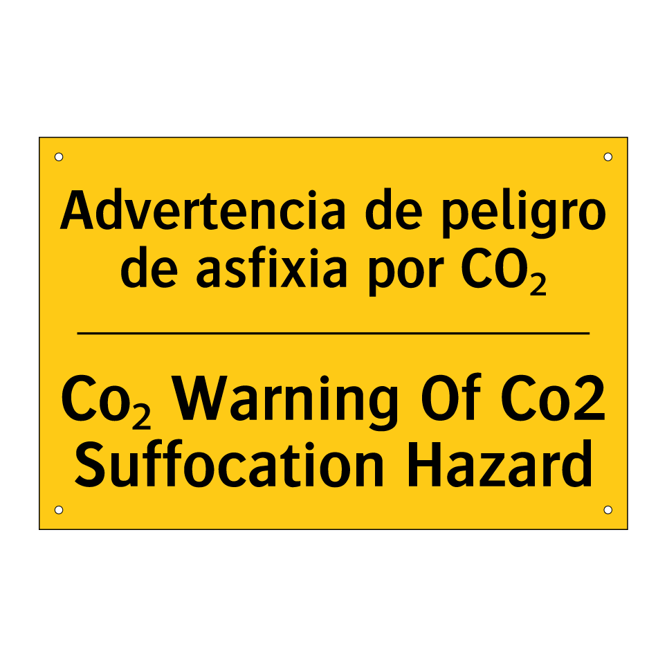 Advertencia de peligro de asfixia por CO₂ - Co₂ Warning Of Co2 Suffocation Hazard