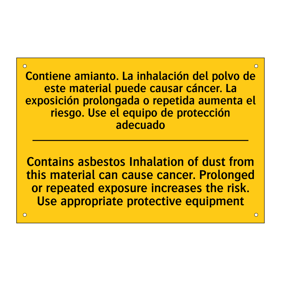 Contains asbestos Inhalation of dust from this material can cause cancer. Prolonged or repeated exposure increases the risk. Use appropriate protective equipment - Contains asbestos Inhalation of dust from this material can cause cancer. Pr /.../