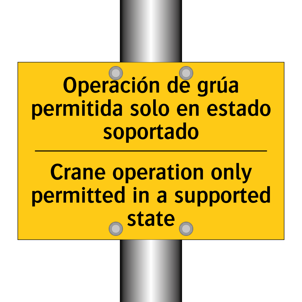 Operación de grúa permitida solo en estado soportado - Crane operation only permitted in a supported state