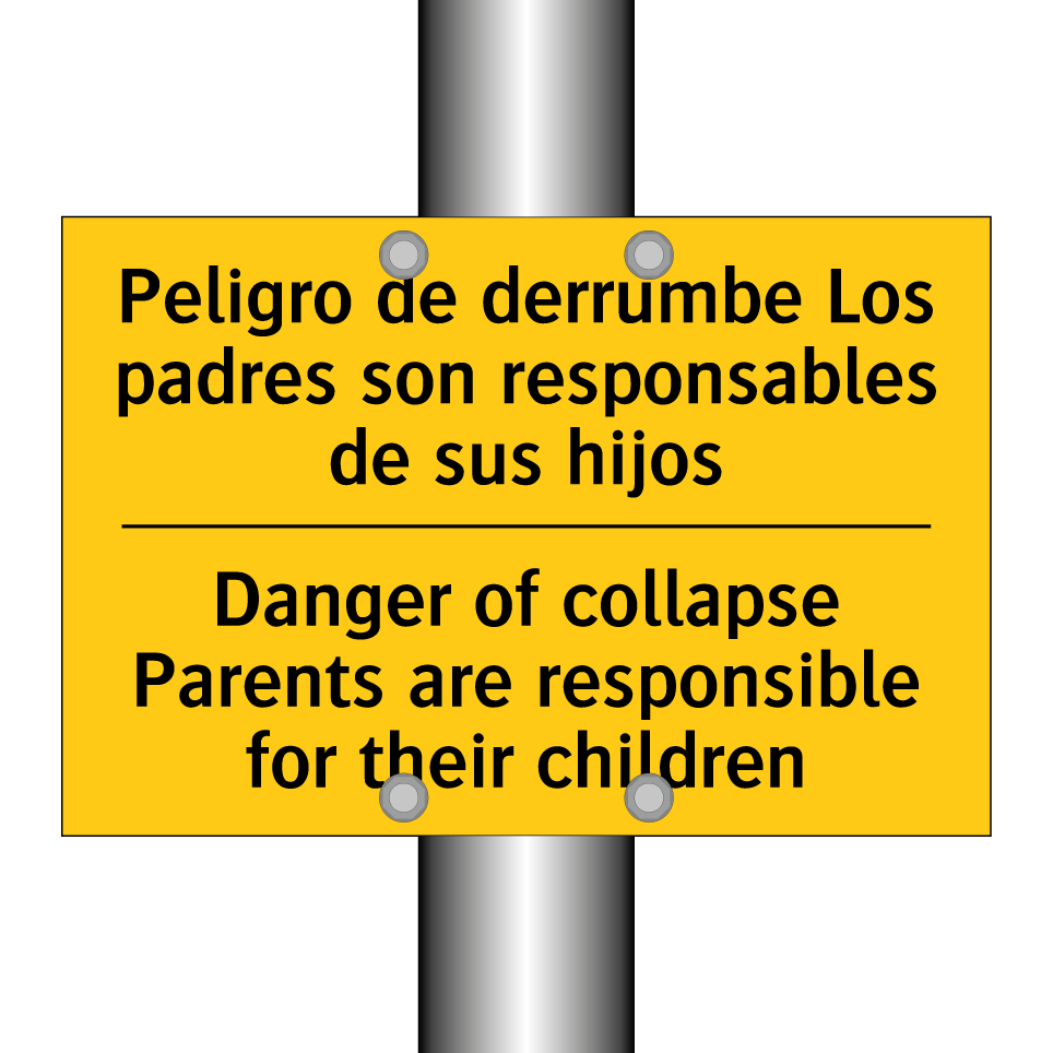 Peligro de derrumbe Los padres son responsables de sus hijos - Danger of collapse Parents are responsible for their children