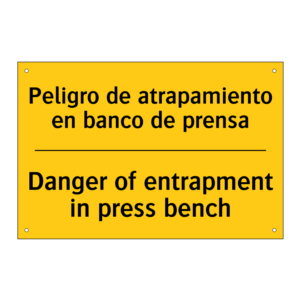 Peligro de atrapamiento en banco de prensa - Danger of entrapment in press bench