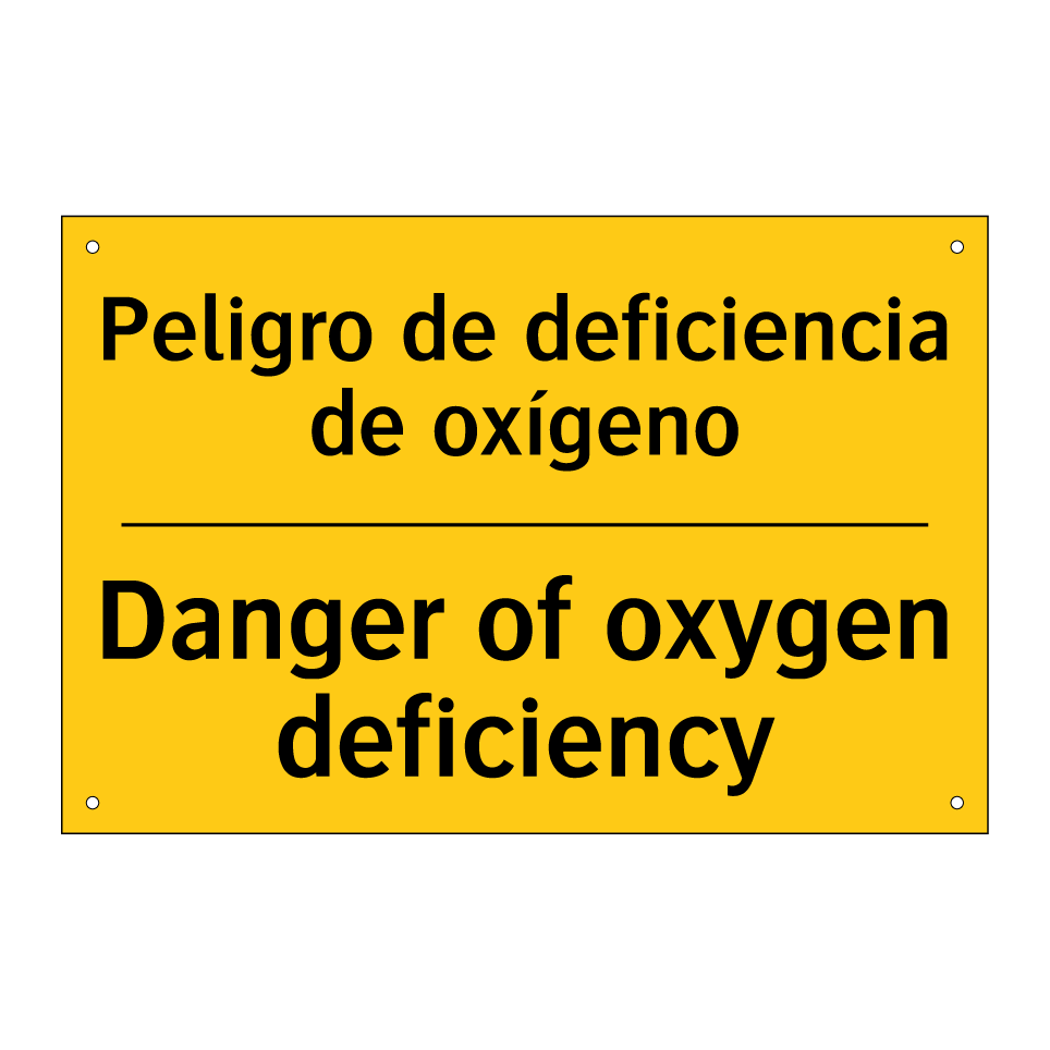 Peligro de deficiencia de oxígeno - Danger of oxygen deficiency