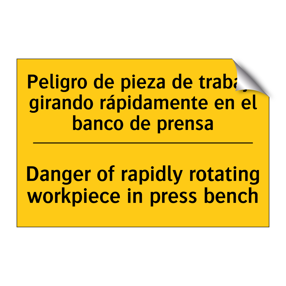 Peligro de pieza de trabajo girando rápidamente en el banco de prensa - Danger of rapidly rotating workpiece in press bench