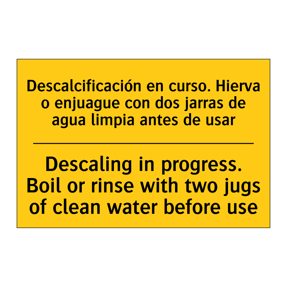 Descaling in progress. Boil or rinse with two jugs of clean water before use - Descaling in progress. Boil or rinse with two jugs of clean water before use