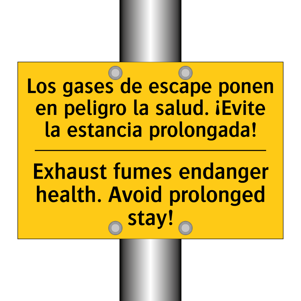 Los gases de escape ponen en peligro la salud. ¡Evite la estancia prolongada! - Exhaust fumes endanger health. Avoid prolonged stay!