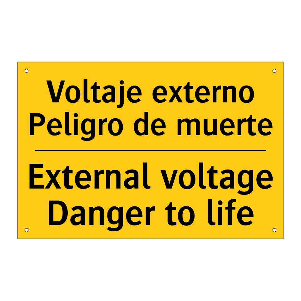 Voltaje externo Peligro de muerte - External voltage Danger to life