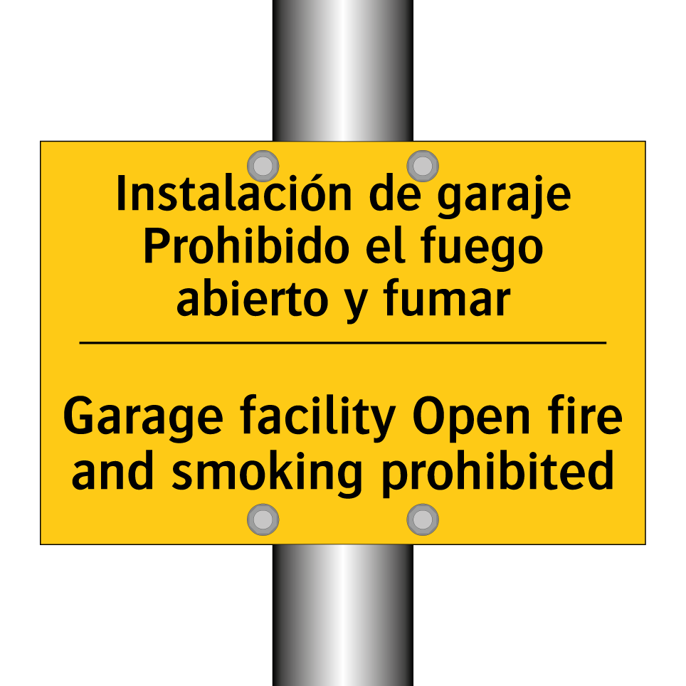 Instalación de garaje Prohibido el fuego abierto y fumar - Garage facility Open fire and smoking prohibited