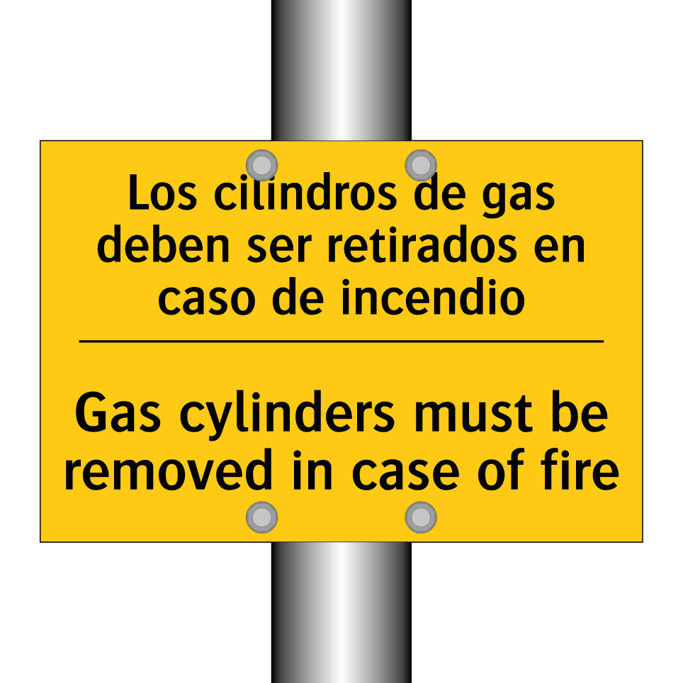 Los cilindros de gas deben ser retirados en caso de incendio - Gas cylinders must be removed in case of fire