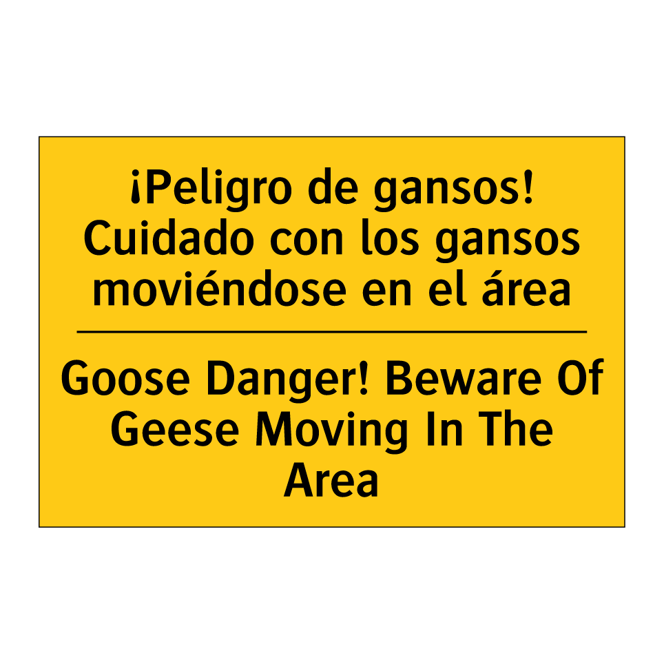 ¡Peligro de gansos! Cuidado con los gansos moviéndose en el área - Goose Danger! Beware Of Geese Moving In The Area