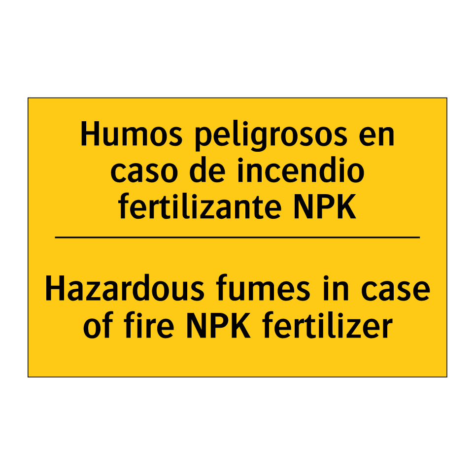 Humos peligrosos en caso de incendio fertilizante NPK - Hazardous fumes in case of fire NPK fertilizer