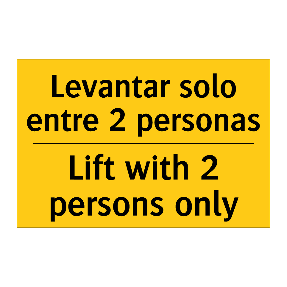 Levantar solo entre 2 personas - Lift with 2 persons only