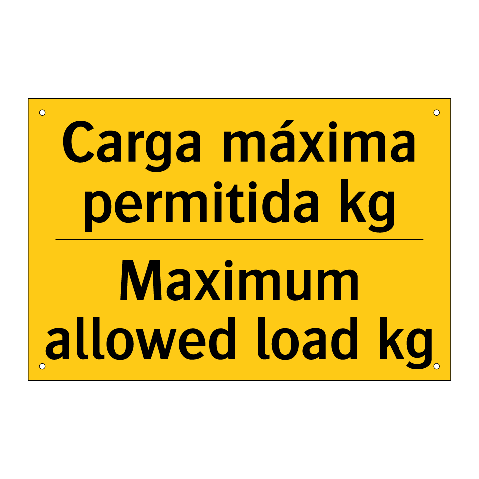 Carga máxima permitida kg - Maximum allowed load kg