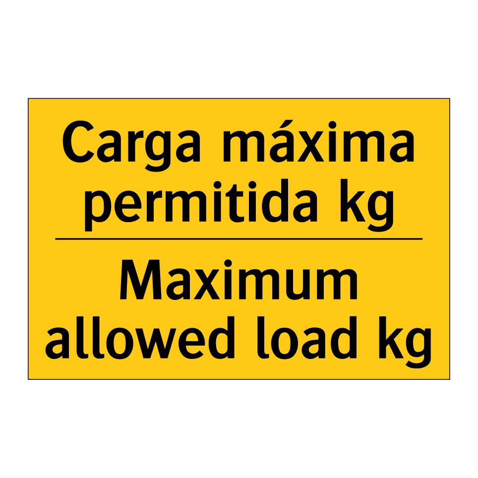 Carga máxima permitida kg - Maximum allowed load kg
