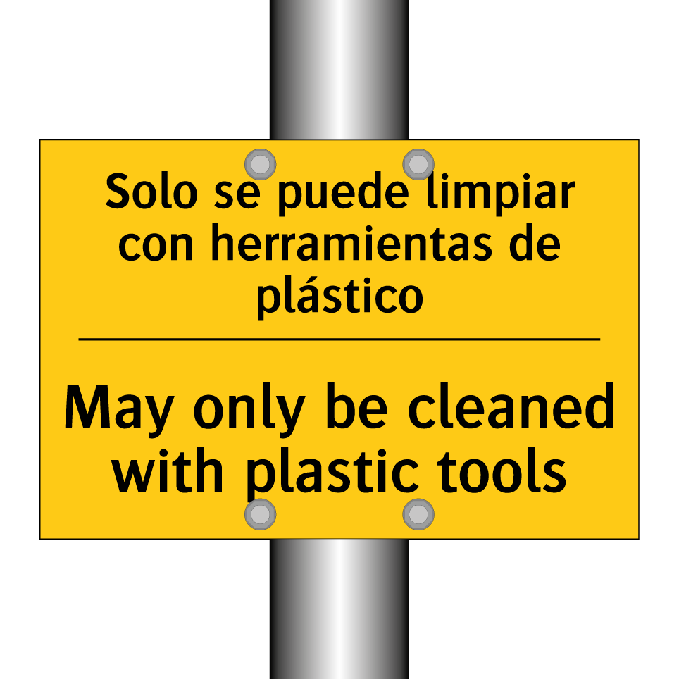 Solo se puede limpiar con herramientas de plástico - May only be cleaned with plastic tools