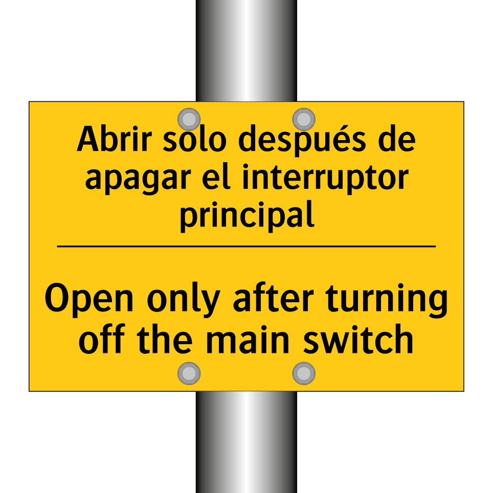 Abrir solo después de apagar el interruptor principal - Open only after turning off the main switch