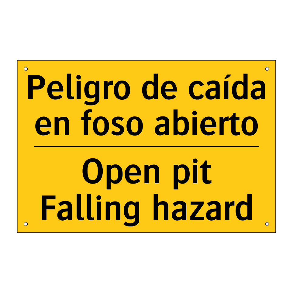 Peligro de caída en foso abierto - Open pit Falling hazard