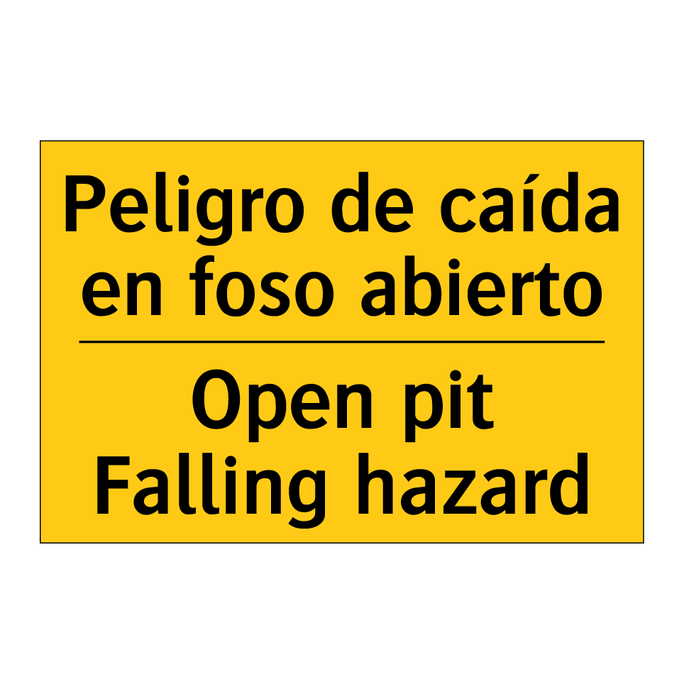 Peligro de caída en foso abierto - Open pit Falling hazard