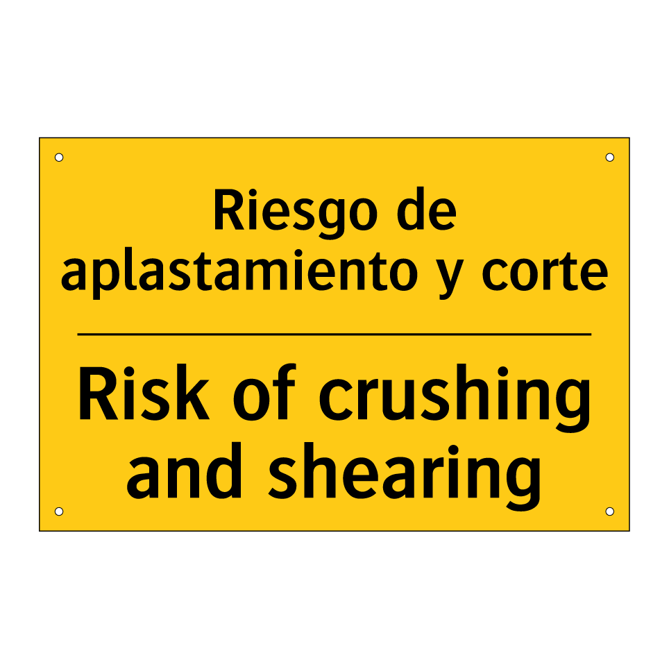 Riesgo de aplastamiento y corte - Risk of crushing and shearing