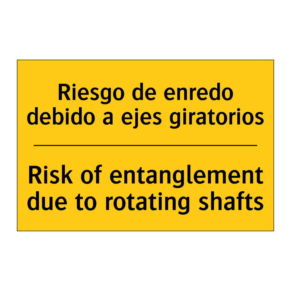 Riesgo de enredo debido a ejes giratorios - Risk of entanglement due to rotating shafts