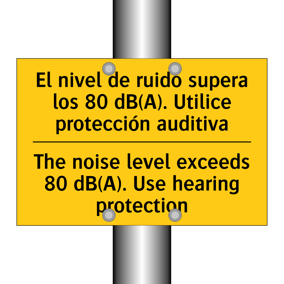 The noise level exceeds 80 dB(A). Use hearing protection - The noise level exceeds 80 dB(A). Use hearing protection