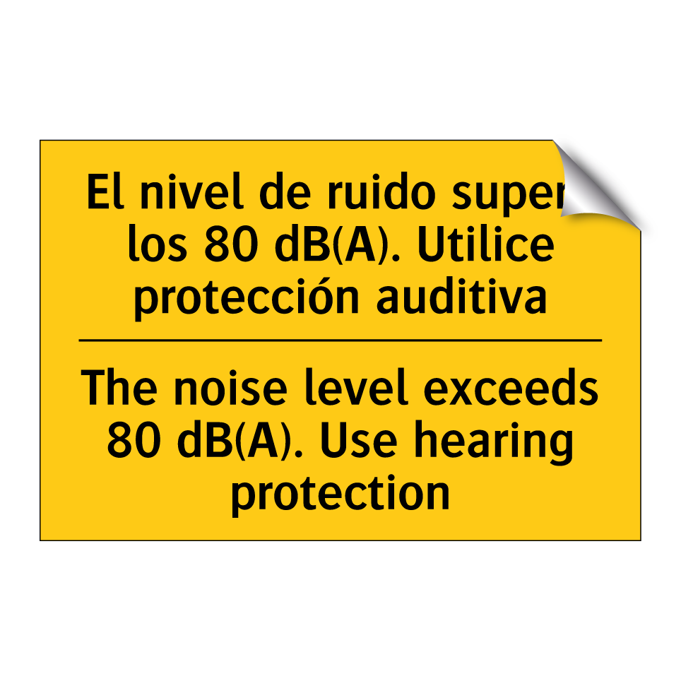 The noise level exceeds 80 dB(A). Use hearing protection - The noise level exceeds 80 dB(A). Use hearing protection
