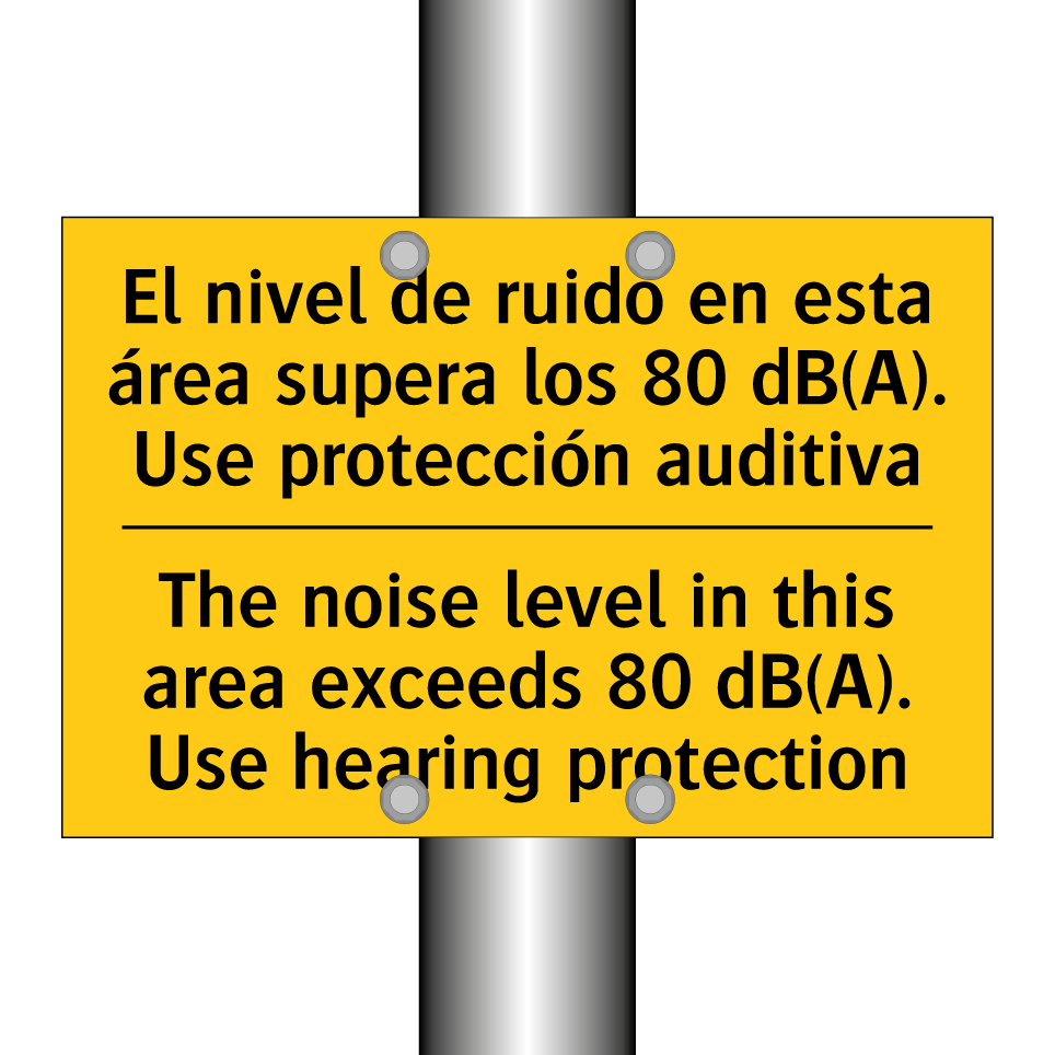 The noise level in this area exceeds 80 dB(A). Use hearing protection - The noise level in this area exceeds 80 dB(A). Use hearing protection