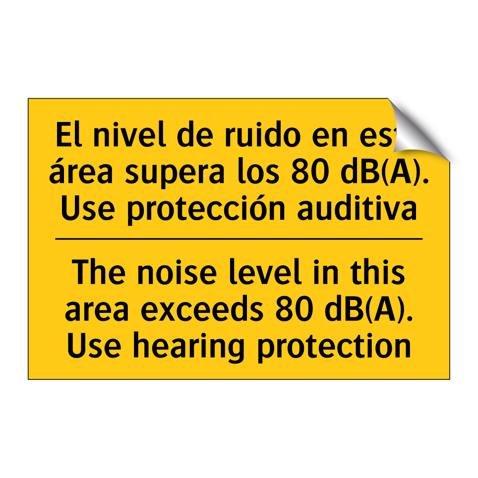 The noise level in this area exceeds 80 dB(A). Use hearing protection - The noise level in this area exceeds 80 dB(A). Use hearing protection