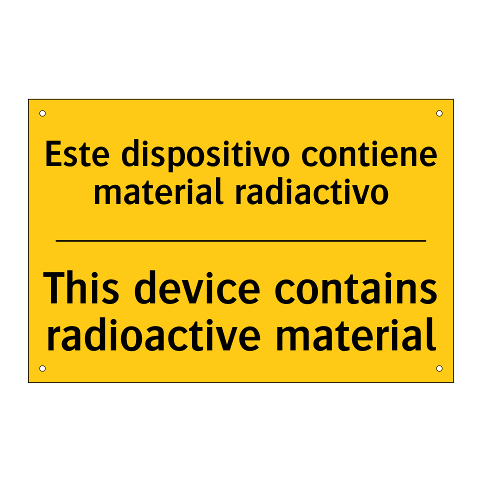 Este dispositivo contiene material radiactivo - This device contains radioactive material
