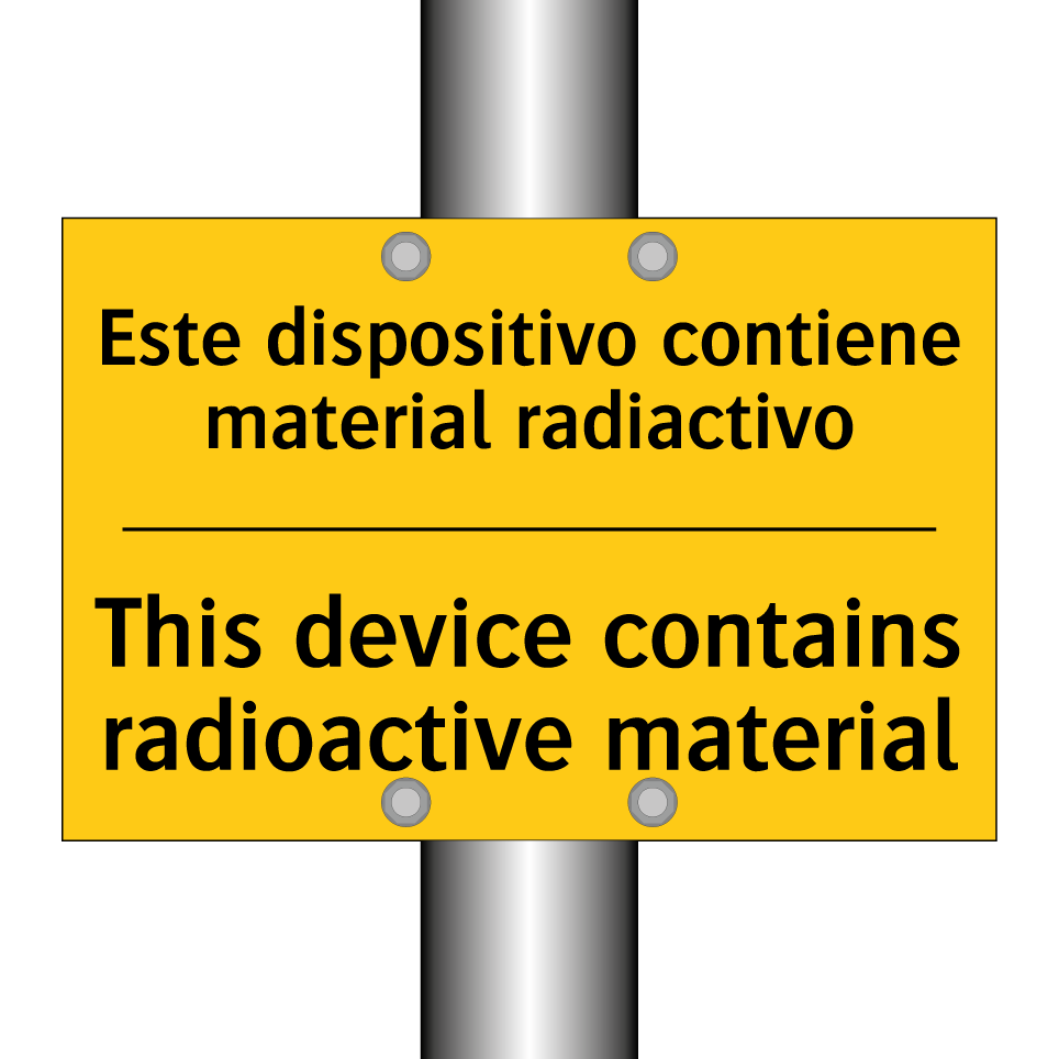 Este dispositivo contiene material radiactivo - This device contains radioactive material