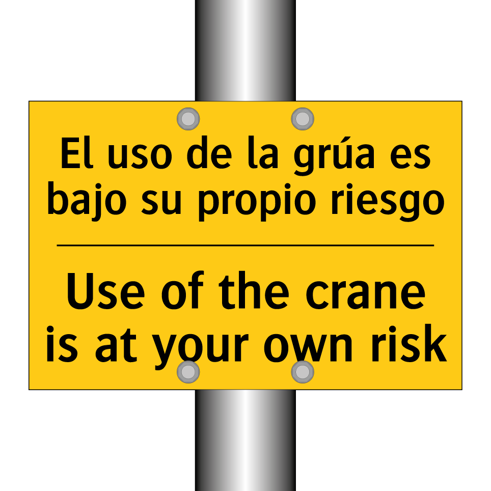 El uso de la grúa es bajo su propio riesgo - Use of the crane is at your own risk