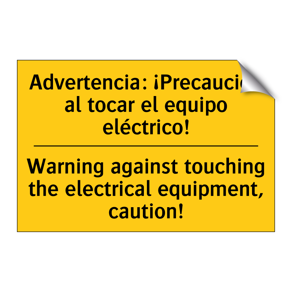 Advertencia: ¡Precaución al tocar el equipo eléctrico! - Warning against touching the electrical equipment, caution!