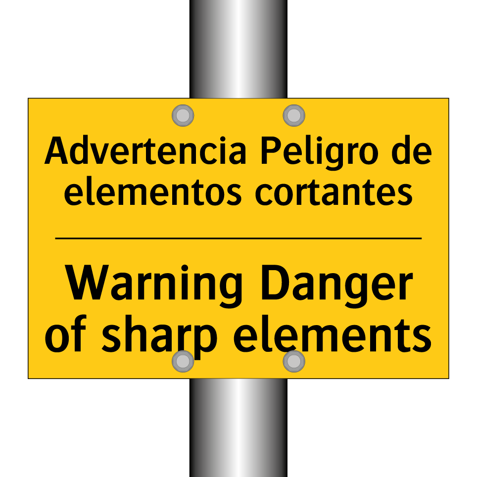 Advertencia Peligro de elementos cortantes - Warning Danger of sharp elements